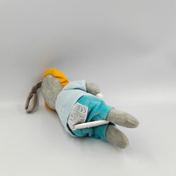 Doudou musical lion bleu gris orange MOTS D'ENFANTS