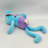 Doudou lapin bleu mauve rose JUMBO