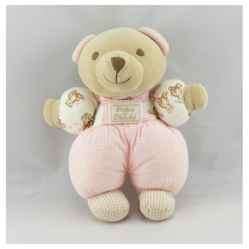 Doudou Ours rose TARTINE ET CHOCOLAT 20 CM