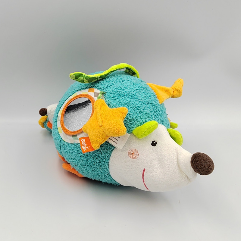 Doudou éveil hérisson blanc bleu vert orange BABYSUN