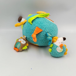 Doudou éveil hérisson blanc bleu vert orange BABYSUN