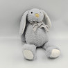 Doudou peluche lapin bleu noeud ATMOSPHERA