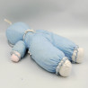 Ancien doudou poupée chiffon tissu bleu blanc pois MUNDIA