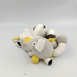 Arche spirale d'activitées Doudou éléphant gris blanc jaune Babyfan grelot SAUTHON