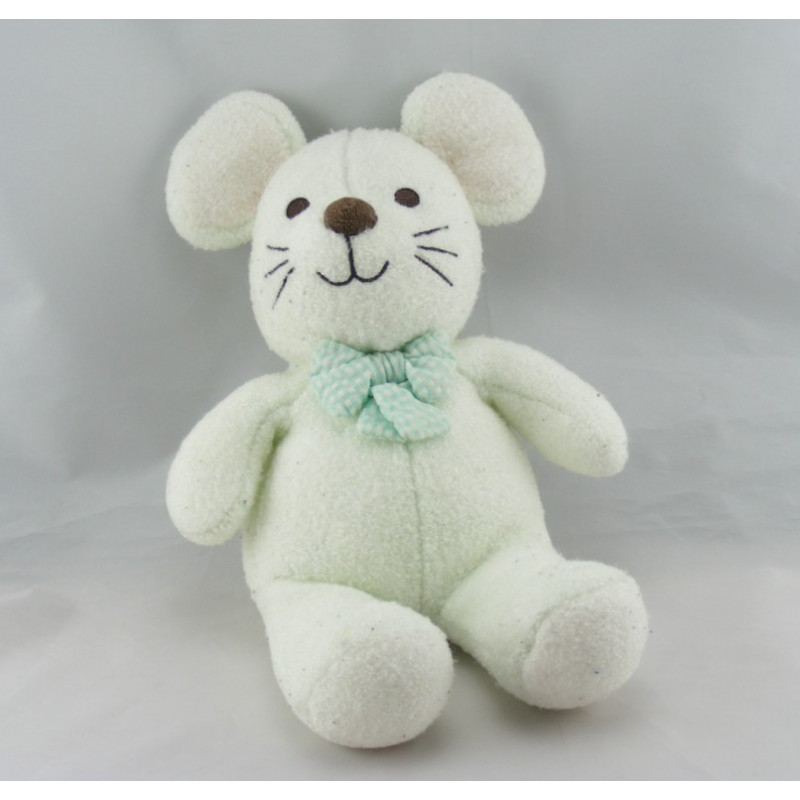 Doudou luminou souris verte avec mouchoir JEMINI