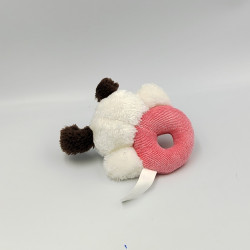 Doudou hochet chien blanc marron rose TENDERTOYS