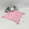 Doudou plat phosphorescent lapin ours gris rose blanc étoiles Douce nuit MOTS D'ENFANTS