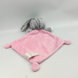 Doudou plat phosphorescent lapin ours gris rose blanc étoiles Douce nuit MOTS D'ENFANTS