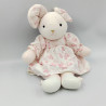 Doudou souris rose blanche oiseaux TARTINE ET CHOCOLAT