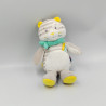 Doudou chat tigre gris blanc jaune bleu SUCRE D'ORGE