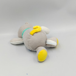 Doudou chat tigre gris blanc jaune bleu SUCRE D'ORGE