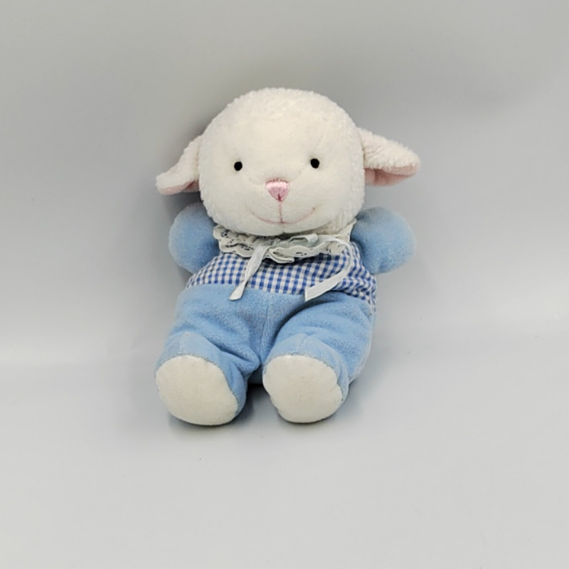 Doudou mouton bleu blanc vichy