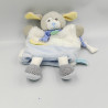 Doudou marionnette chien gris blanc jaune bleu Les Douillettes BABY NAT