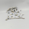 Doudou plat lapin gris blanc bleu tigres masque IKKS