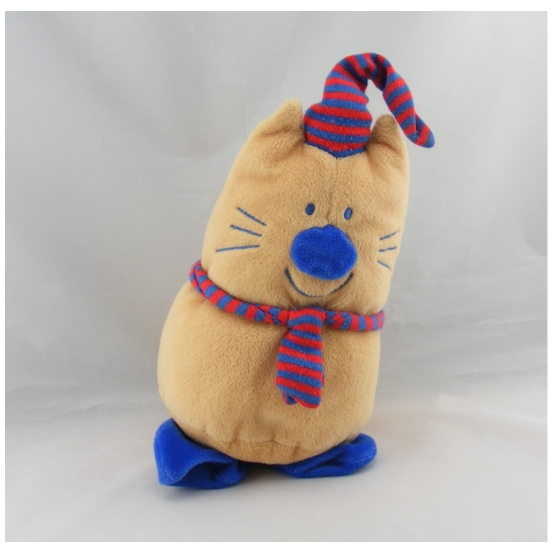 Doudou chat bleu vert voiture NICOTOY KIABI