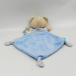 Doudou plat ours beige bleu Rocket Boy TEX