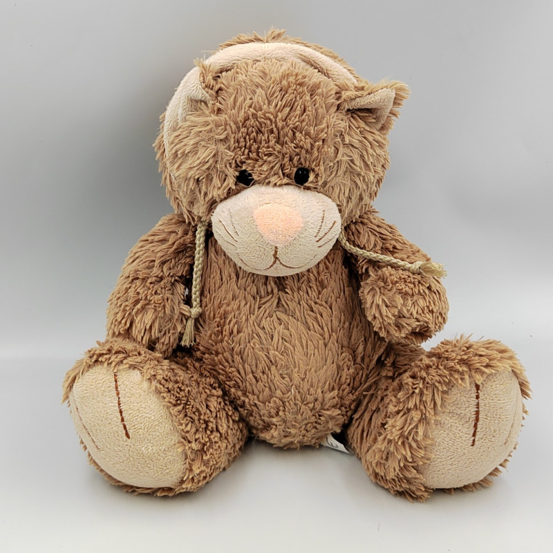 Peluche Doudou chat beige capuche GIPSY