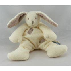 Doudou semi plat lapin blanc marron BABYSUN 