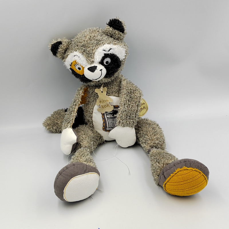 Doudou raton laveur gris orange HISTOIRE D'OURS