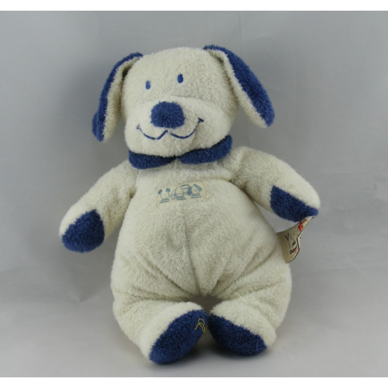 Doudou Chien bleu et blanc Nicotoy The Baby Collection