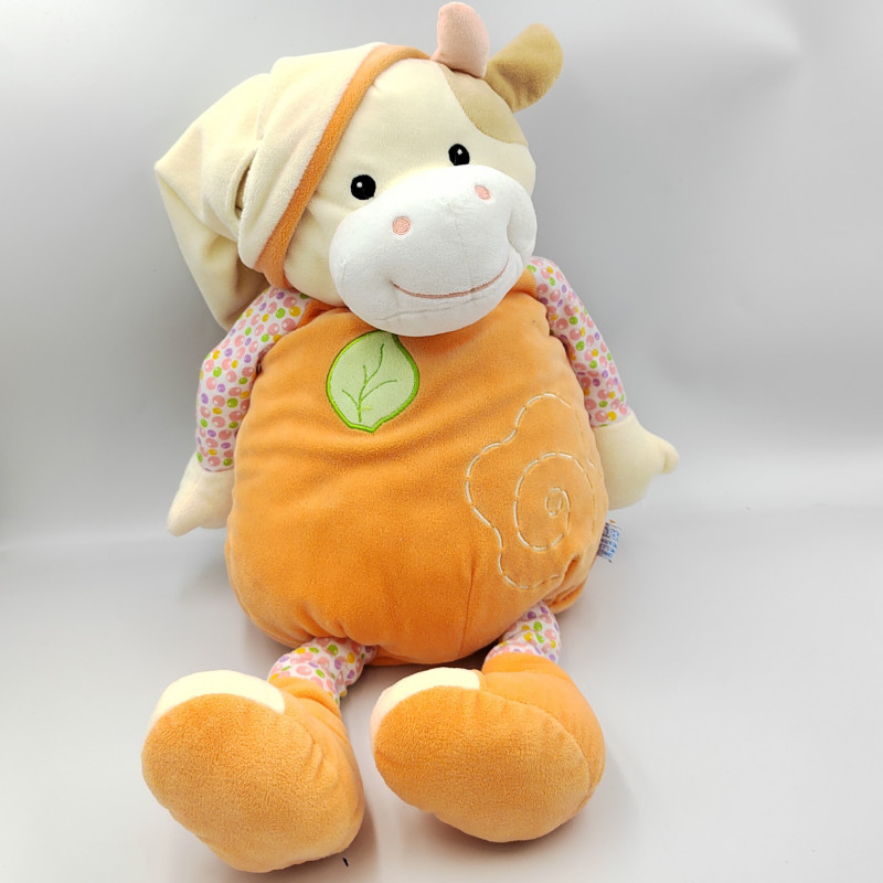 Doudou range pyjama vache orange écru bulles feuille GIPSY