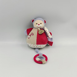 Doudou musical ours rose mauve blanc coeurs Capucine BABY NAT