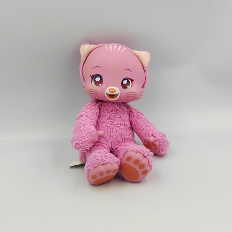 Doudou peluche sonore chat rose couche ZOOPY BAOBAB