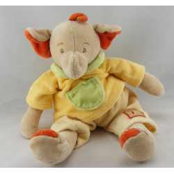 Doudou éléphant beige rouge jaune vert JOLLYBABY 