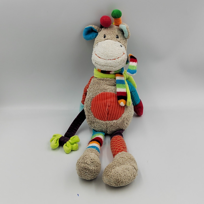 DOUDOU GIRAFE GRISE MULTICOLORES NICOTOY