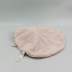 Doudou plat rond lapin blanc rose fleur KALOO