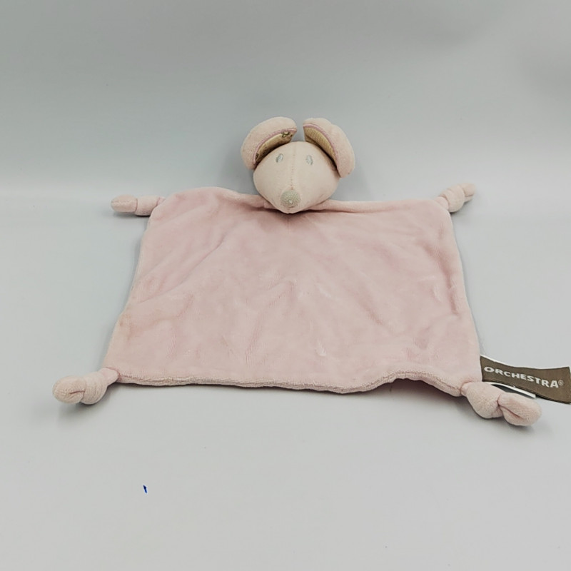 Doudou plat souris rose ORCHESTRA