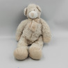 Doudou peluche ours blanc beige foulard Oscar J-LINE