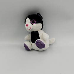 Peluche chat blanc noir violet Gros yeux brillant