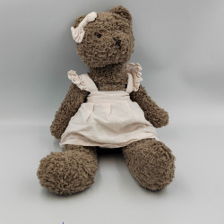 Peluche ours marron robe rose CADES