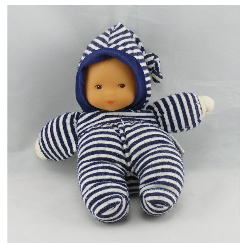 Doudou poupon bébé bleu marine col bateau COROLLE 