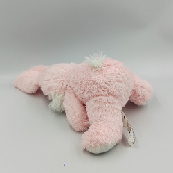 Doudou peluche lapin rose blanc rubans pois SIPLEC