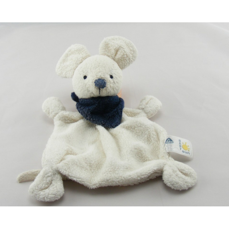 Doudou plat souris orange multicolore dentition BABYSUN NEUF