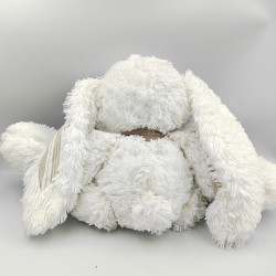 Grand Doudou peluche lapin blanc beige ENESCO