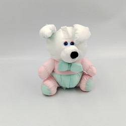 Peluche Puffalump chien blanc bleu rose BIKIN