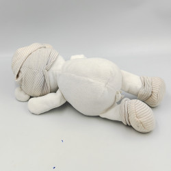 Doudou ours blanc rayé gris beige étoiles NICOTOY