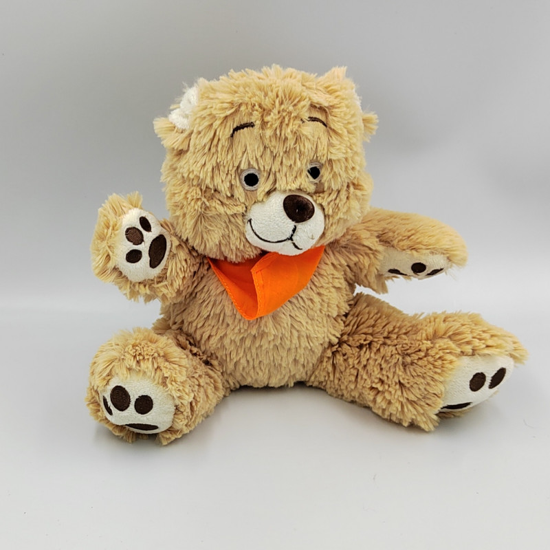 Peluche ours beige foulard orange PAMPERS