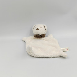 Doudou plat ours blanc foulard beige NICOTOY