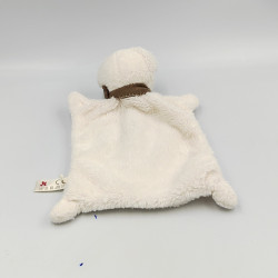 Doudou plat ours blanc foulard beige NICOTOY