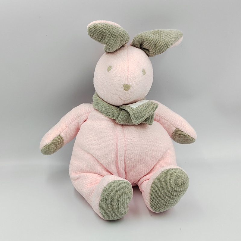 DOUDOU LAPIN ROSE GRIS TARTINE ET CHOCOLAT