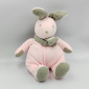 DOUDOU LAPIN ROSE GRIS TARTINE ET CHOCOLAT