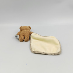 Doudou et compagnie ours marron mouchoir écru gris