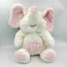 Ancien Doudou peluche éléphant blanc rose Nounours