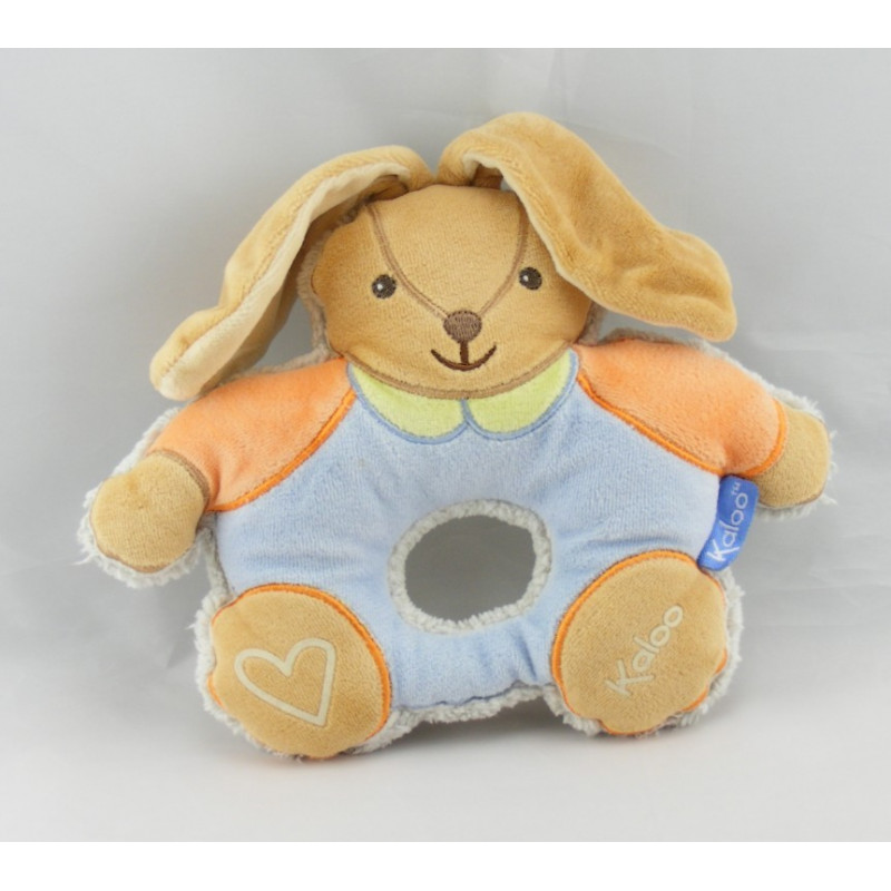 Doudou hochet lapin vert orange KALOO