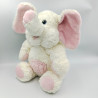 Ancien Doudou peluche éléphant blanc rose Nounours