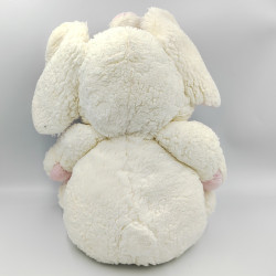 Ancien Doudou peluche éléphant blanc rose Nounours